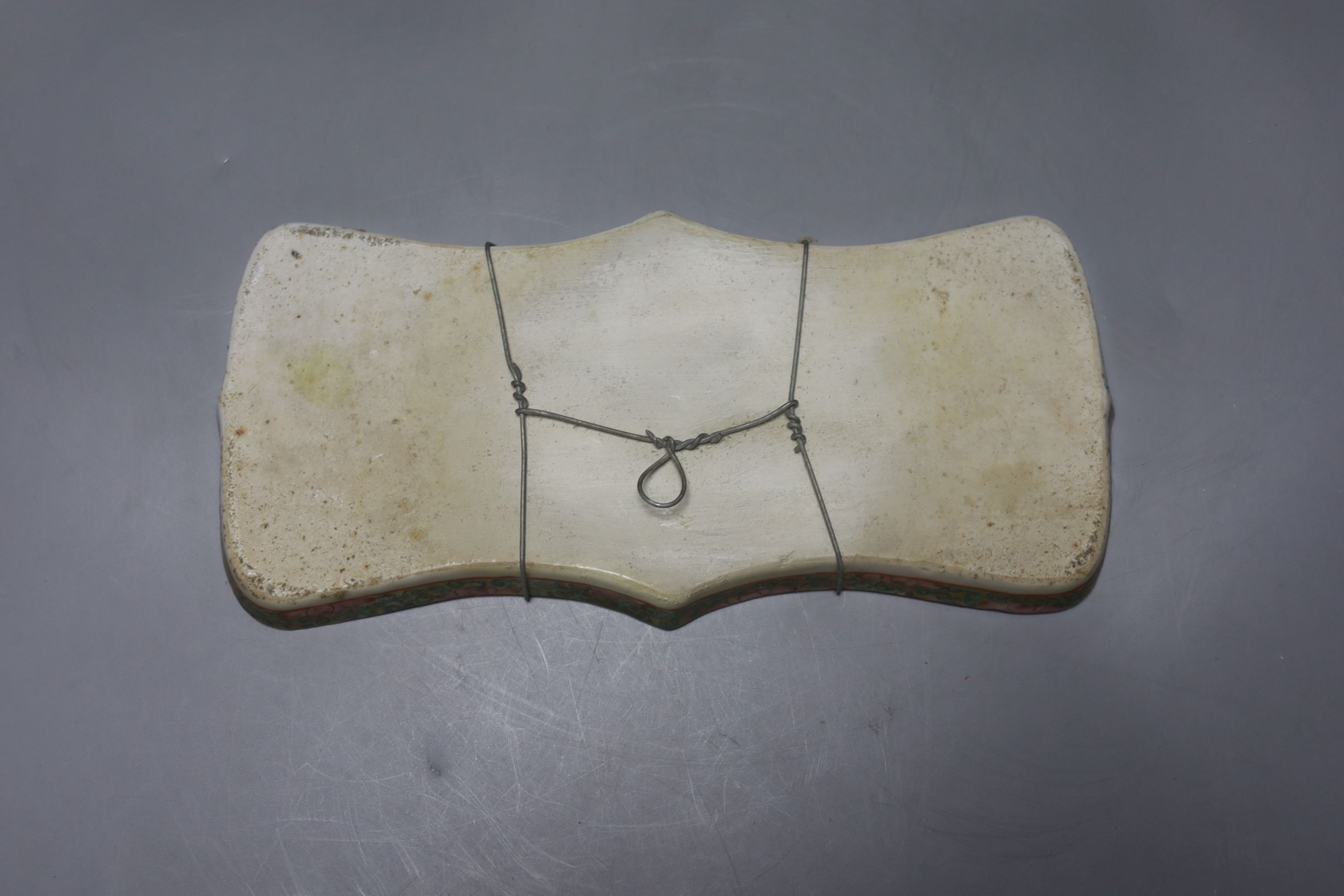 A Chinese Canton famille rose nest of boxes and covers, a similar candlestick and a tray 23cm